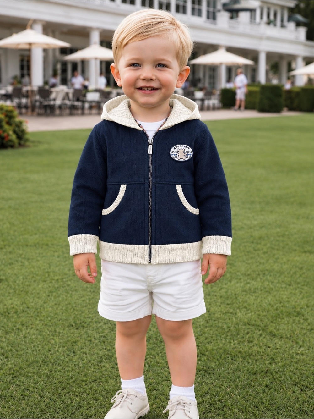 Burberry Baby Golf Hooded Full Zip Long Sleeve Logo Sweater Nova Check Jacket